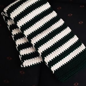 NWOT handmade green & white scarf